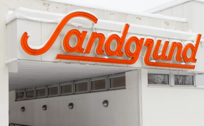 Karlstad, Sweden - January 31, 2019: The Sandgrund building containg the Lars Lerin museum.