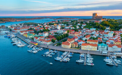 Sunset view of Swedish town Marstrand