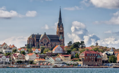 Lysekil church viewed from the seaside, Sweden
